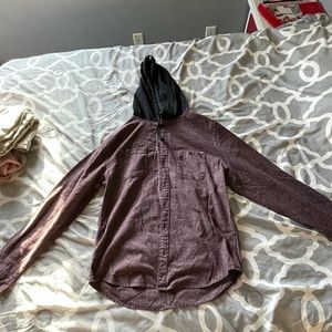 Men’s button up with hood. Size medium